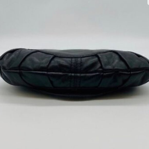 Rafe Black Flap Leather Clutch, metal design in gold & silver chains, - Picture 5 of 12